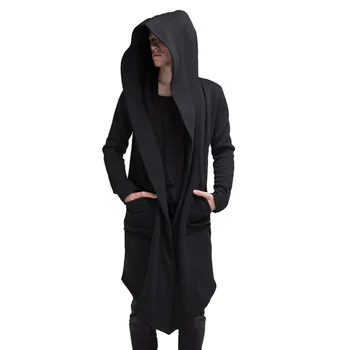 

Vogue Nice Men Fashion Hooded Solid Trench Coat Autumn Men Long Jacket Cardigan Long Sleeve Hoody Outwear Fasion Streetwear