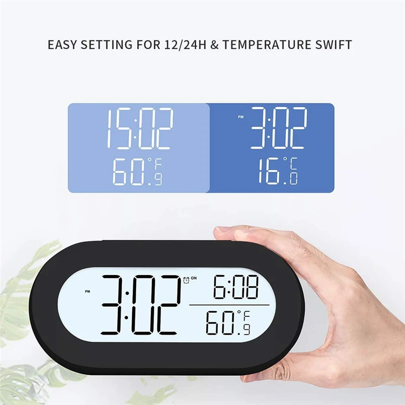 Digital Alarm Clock for Desk or Bedroom Small Alarm Clocks for Kids Soft Backlight Snooze and Temperature Battery Operator Clock