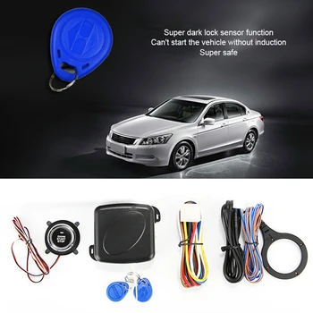 

12V Car Alarm Engine Push Entry Start Stop Immobilizer Start Button Smart RFID Lock Ignition Starter Keyless Anti-Theft System