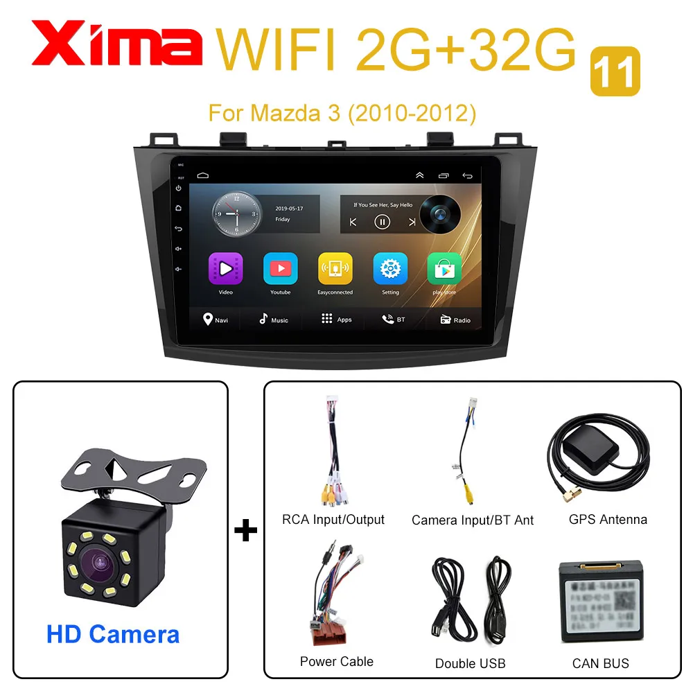 " RAM2G+ 32G Android 9,0 Автомагнитола gps навигация для Mazda 3 2004-2013 maxx axel Wifi авто стерео автомобильный dvd мультимедийный плеер - Цвет: 2G-2010 to2012-CAM