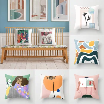 

18'' Elife Polyester Modern Creative Matisse Cushion Cover Pillow Case Oil Painting Pillows Cover For Sofa Car waist Home Decor