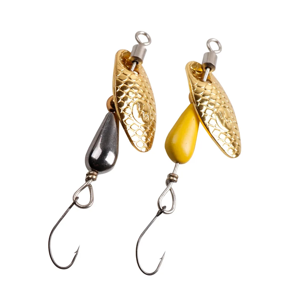 2Pcs Spinner Spoon 5.5cm/2.8g - cuillers métalliques à paillettes pour truite, perche, brochet et black bass
