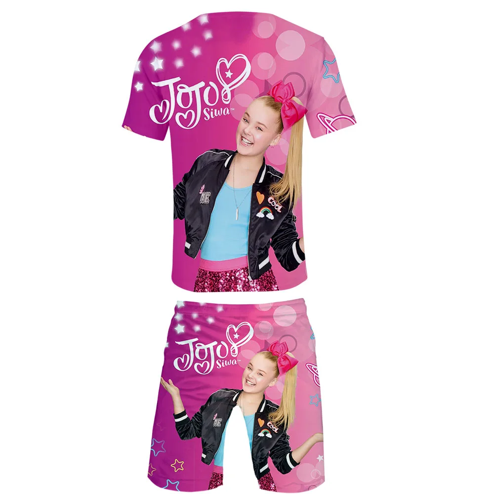 JOJO SIWA с 3D принтом для женщин/мужчин комплект из двух предметов Модный летний укороченный топ+ шорты Лидер продаж kpop уличная одежда