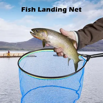 

Portable Nylon Fish Landing Net Fly Fishing Fish Saver Knotless Nylon Mesh Trout Hand Net Fishing Tackle accessory tool