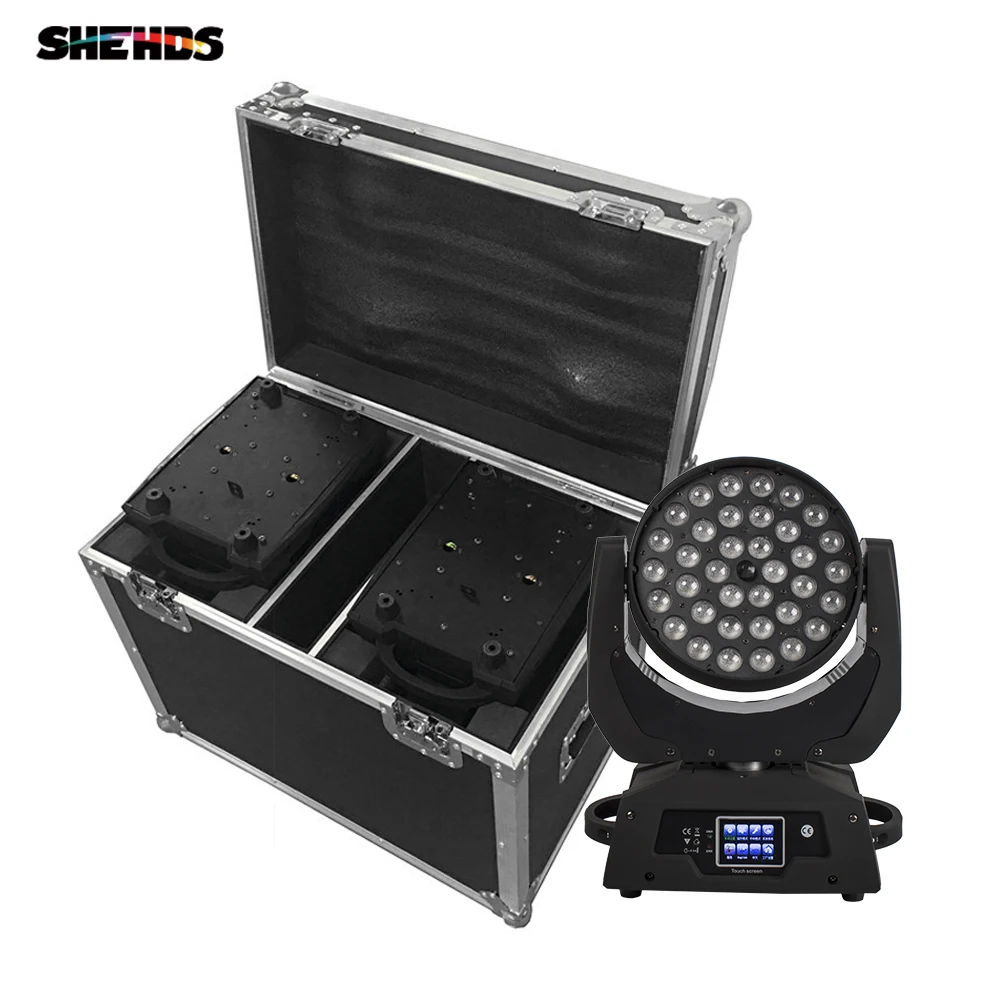 Flight Case With 36x18W RGBW Led Moving Head Zoom Lyre Wash Stgae Light RGBWA UV 6in1 DMX DJ Disco Weeding Party | Освещение