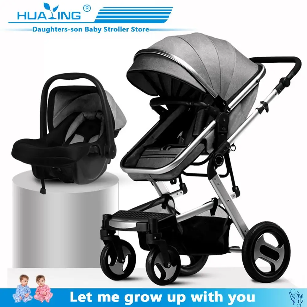 

Baby Stroller, 3-in-1 Convertible Bassinet Reclining Stroller, Foldable Pram Carriage with 5-Point Harness,Aluminum Structure,