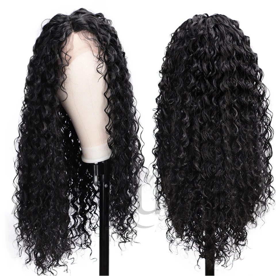 AISI QUEENS длинные вьющиеся черные синтетические кружева спереди парик с детскими волосами для женщин афроамериканские плетеные парики