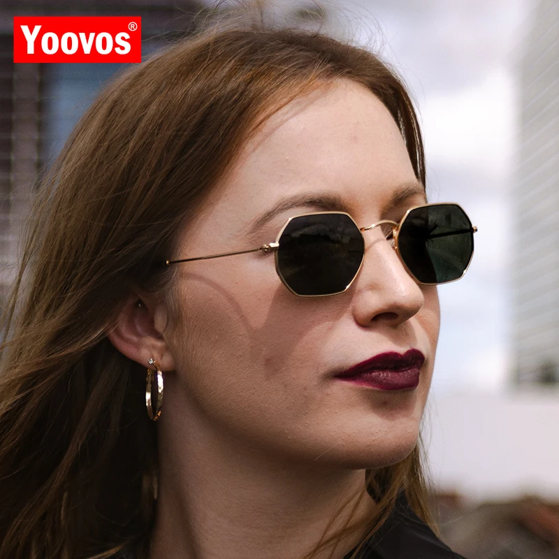 Yoovos мужские и женские шестигранные солнцезащитные очки металлические винтажные
