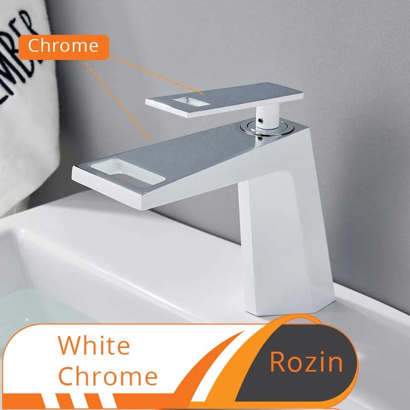 Хромированный белый смеситель для раковины широкий смеситель для раковины ванной комнаты кран для раковины на бортике одно отверстие Смеситель для мойки крана - Цвет: White and Chrome