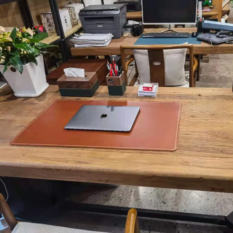 top layer leather for computer desk mat and mouse pad in office