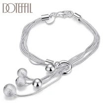 DOTEFFIL 925 Sterling Silver Five Snake Chain Smooth Frosted Bead Bracelet For Women Wedding Engagement Party Fashion  Jewelry