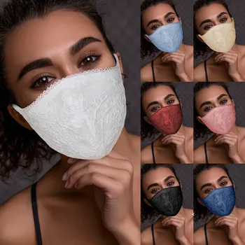 

1pc face mask Solid color Adult Exquisite Lace Flowers Washable Reusable Masks breathable and dustproof mascarilla EarloopMasque