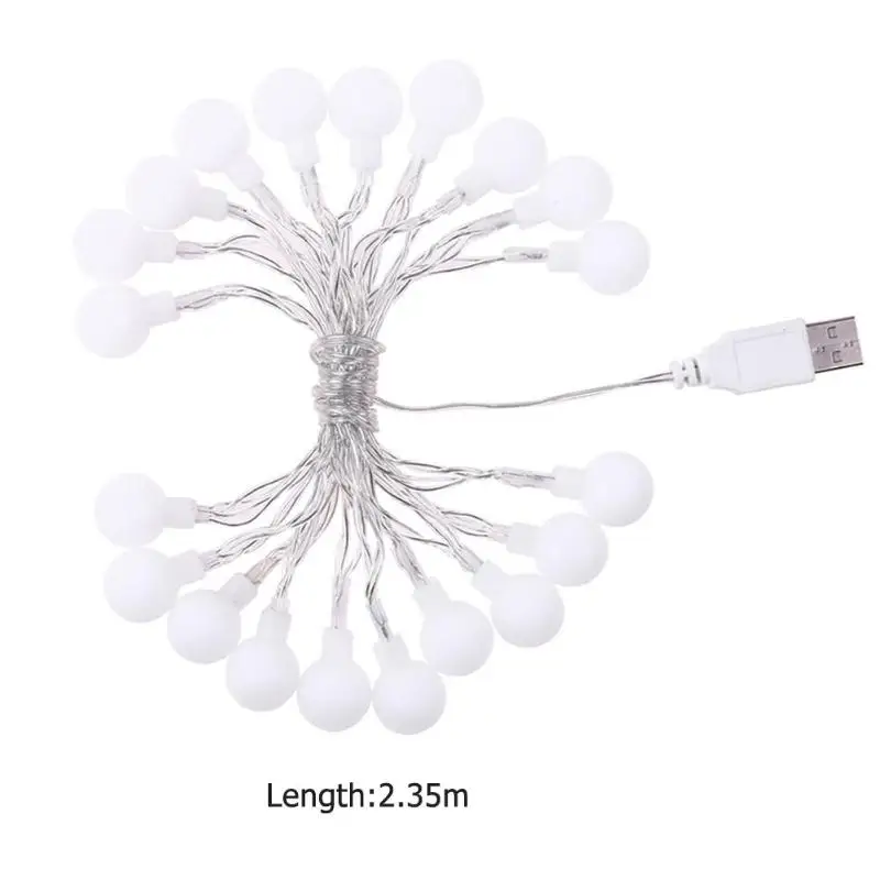 2.35m 20 LED Globe Lighting Strings USB Powered Garland Mini Scrub Light Bulb Shape For Indoor Outdoor Party Home Decoration