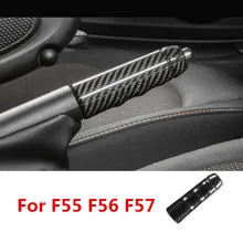 Real Carbon Fiber Car Interior Decoration Hand Brake Cover Glove Box Handle Sticker Moulding Trim for Mini Cooper F55 F56 F57