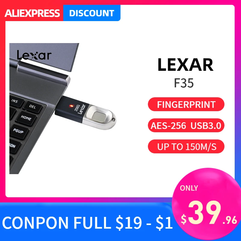US $66.60 Lexar Fingerprint Reconition Usb Flash Pendrive 32gb 64gb 128gb High Speed Usb 30 Memory Stick Pen Drive For Laptop Desktop