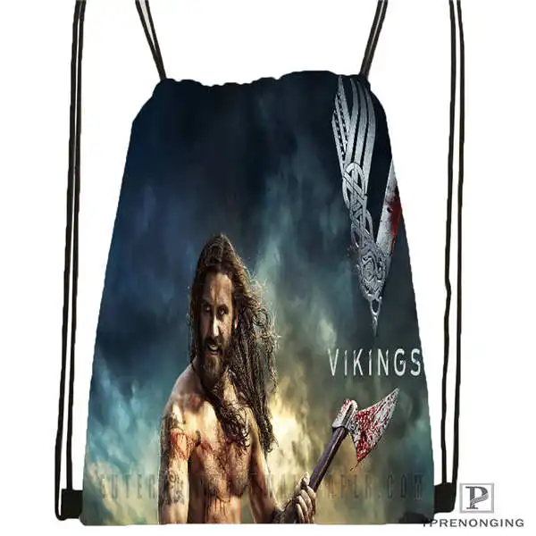 Drawstring Backpack Пользовательские VIKINGS_action_drama_ походная сумка на шнурке милый рюкзак для детей(черная спинка) 31x40 см#20180611-02-92 - Цвет: Drawstring Backpack