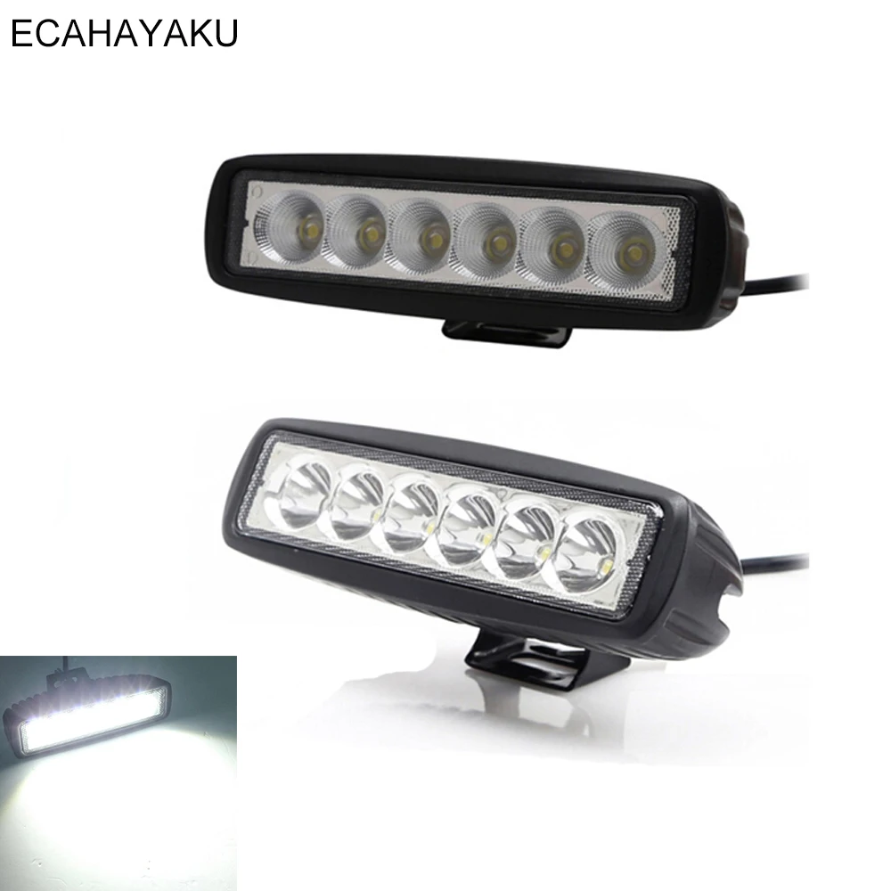 

ECAHAYAKU 20Pcs Car-styling 6" Single Row 12V 18W LED Work Light Bar Spot/Flood for 4x4 Offroad Boat Truck 4x4 LED Driving Light