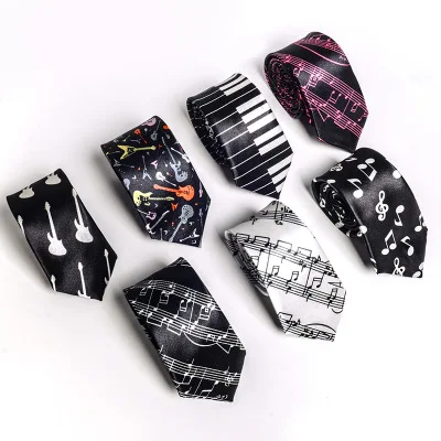

1pcst 5cm Polyester Tie For Men Fashion Necktie Music Tie Concert Piano Musical Note Staff Printed Narrow Tie Free Shipping