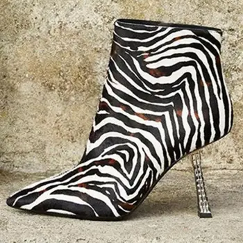 

Stripe Botas Mujer 2020 Winter Boots Women Crystal Heels Ankle Boots High Heel Bota Feminina Sexy Shoes Women Botines Mujer