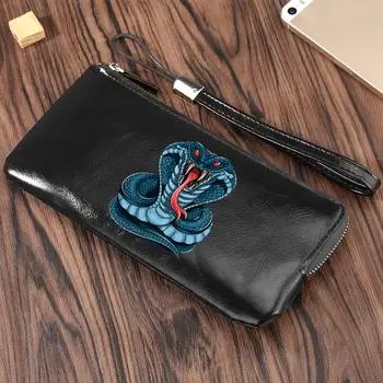 

Cobra Prints Wallets Men's Leather Wallet Long Hand Bag Men Coin Dollars Cellphone Holder Clutch Bag Male Bifold Purse Wallets