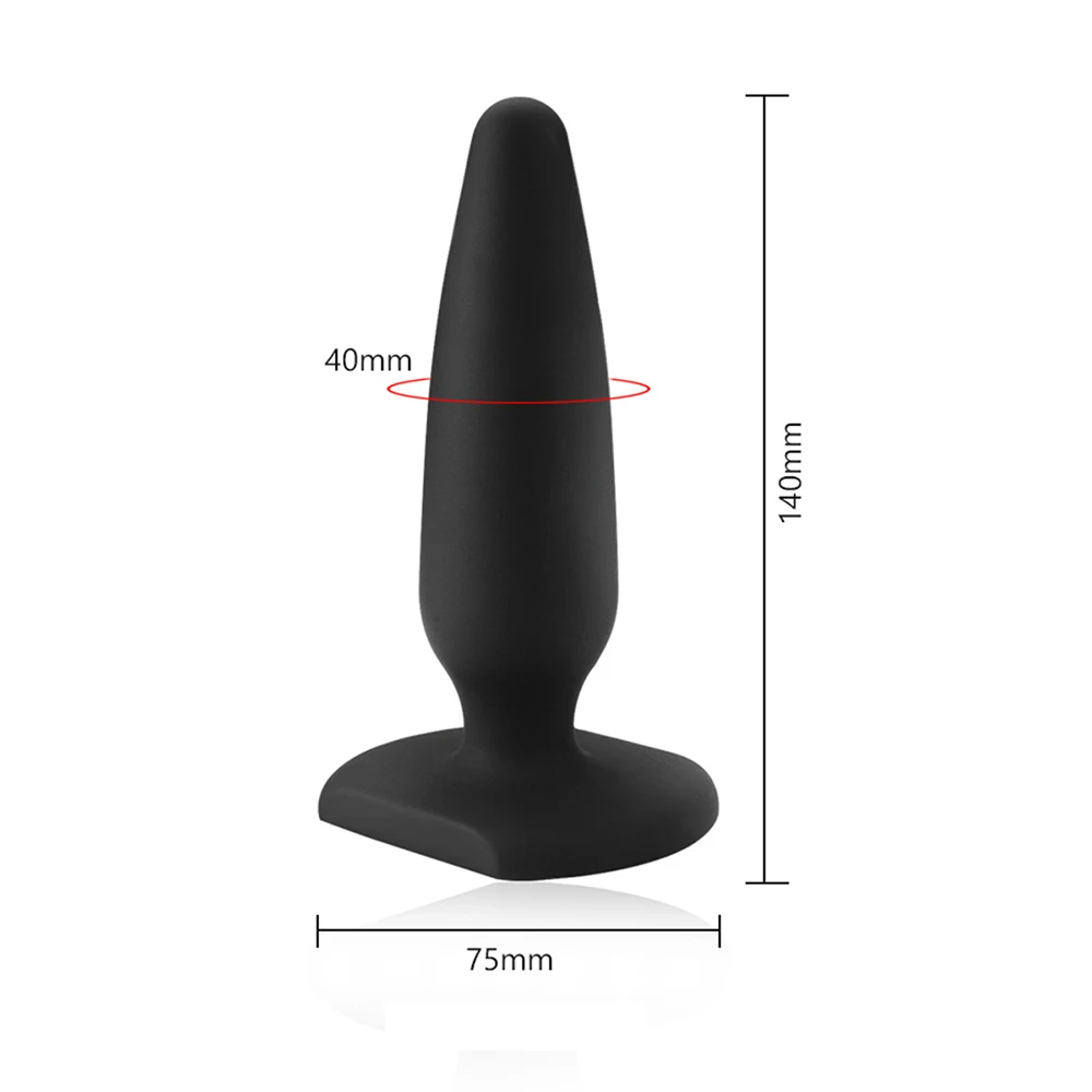 ANNGEOK Soft Black Anal Butt Plug Vaginal G-spot Stimulation Adult Women Gay Sex Toys Smooth Slicone Big Anal Plug