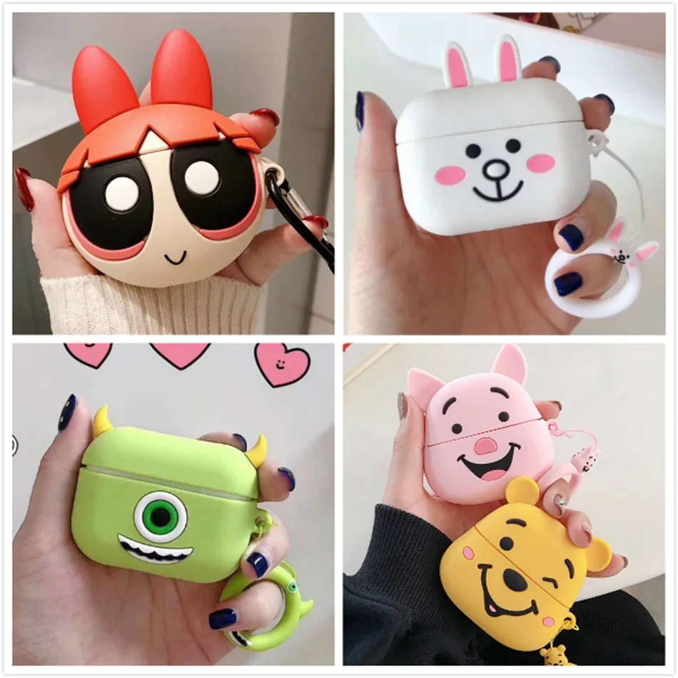 3D чехол для наушников для Airpods Pro Чехол милый силиконовый медведь Ститч Мультяшные наушники/Earpods чехол s для Apple Air pods 3 Pro Чехол