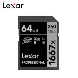 Подлинная профессиональная sd-карта Lexar 1667x, 64 ГБ, 128 ГБ, SDXC U3 V60, класс 10, карта памяти, Макс. 250 МБ/с./с, флеш-карта для камеры 4K