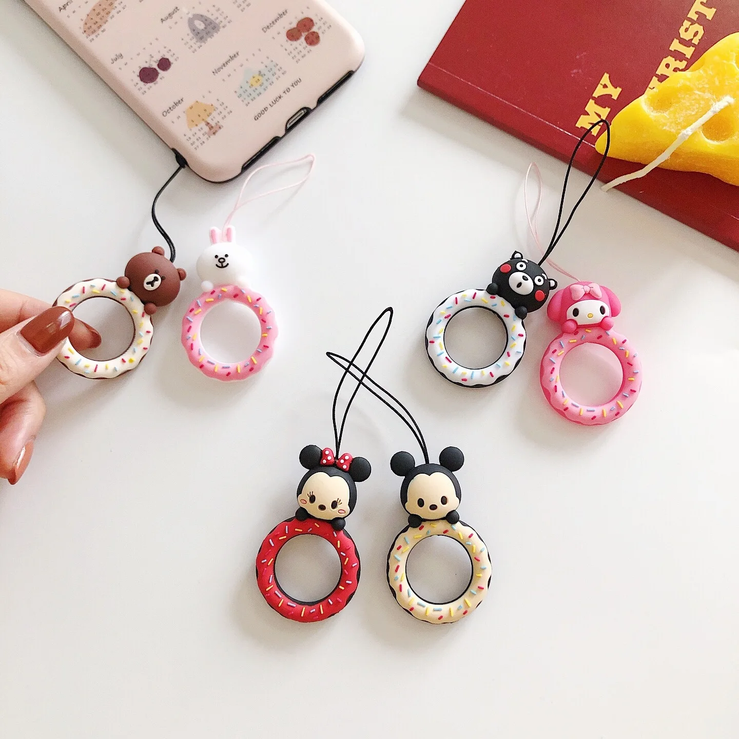 

TJHSZKL universal mobile phone lanyard short lanyard cat mobile phone strap USB key accessories cartoon mobile phone lanyard