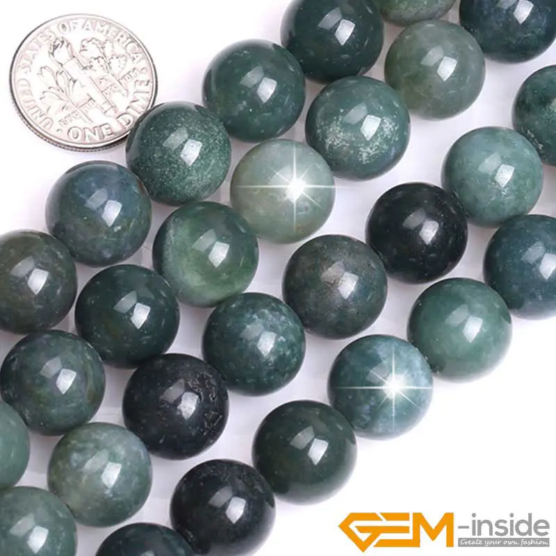 

Natural Stone Green Moss Agates Round Bead For Jewelry Making Strand 15" DIY Fashion Jewelry Ball Beads 6MM 8MM 10MM 12MM