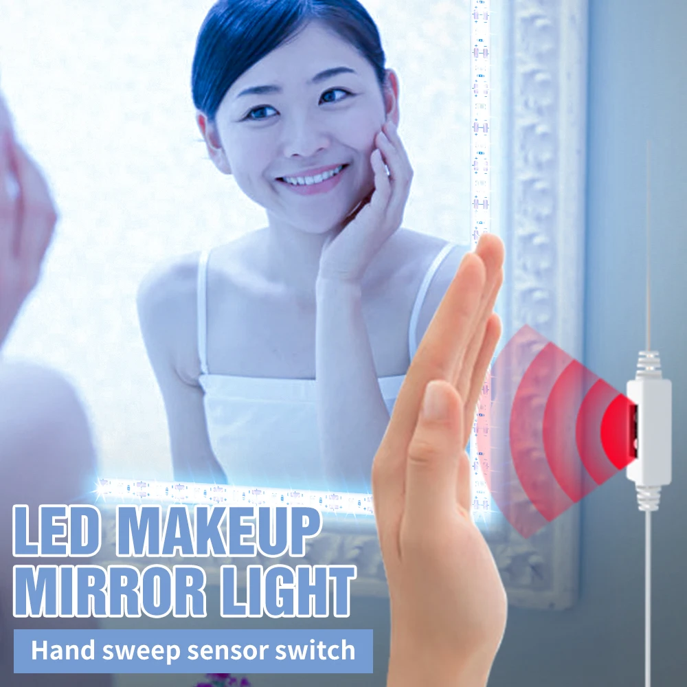 

5V Hand Sweep Sensor LED Makeup Mirror Light USB Flexible Dimmable LED Light 1M-5M Hollywood LED Beauty Lamp For Dressing Table
