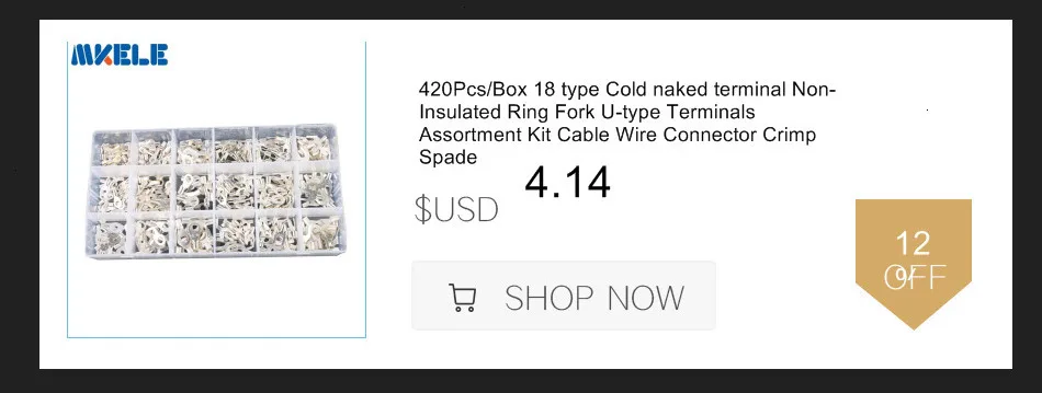 420 шт./кор. 18 видов холодной голый терминал неизолированный кольцевой вилка u-тип клеммы кабельные наконечники в наборе для кабеля разъем провода изолированных кабельных наконечников