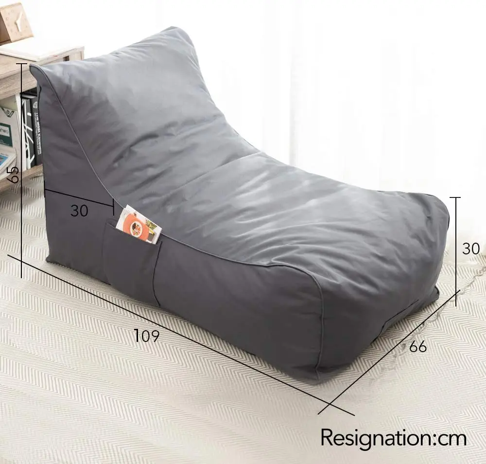 L shape with back support Lazy sofa good quality folding extra large puff chair sleeping bean bag