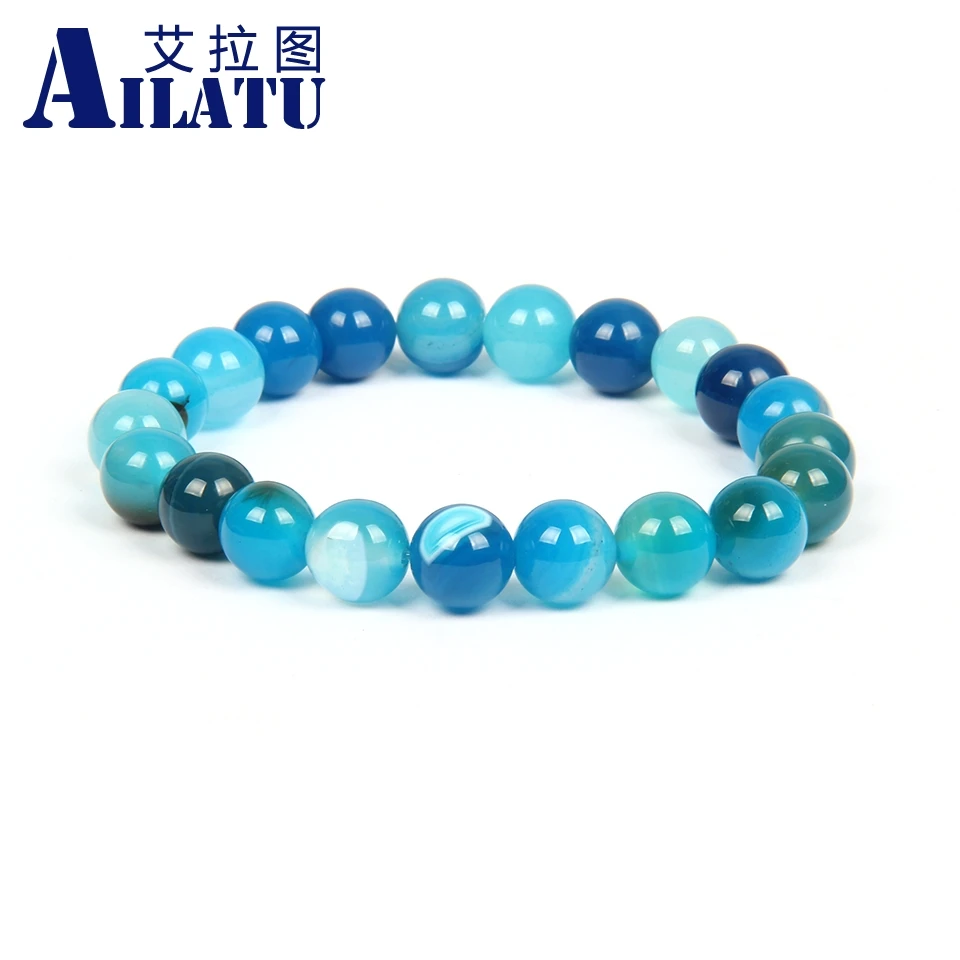 

Ailatu 10mm Stretch Banded Onyx Stone Bracelet Gem Natural Stone Expandable Jewelry