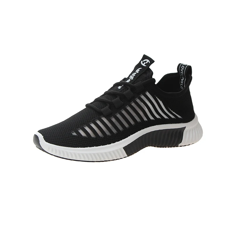 PINSV/ г. Осенние дышащие белые кроссовки для бега Flyknit повседневные женские кроссовки Женская обувь Кроссовки Женская Вулканизированная обувь - Цвет: black