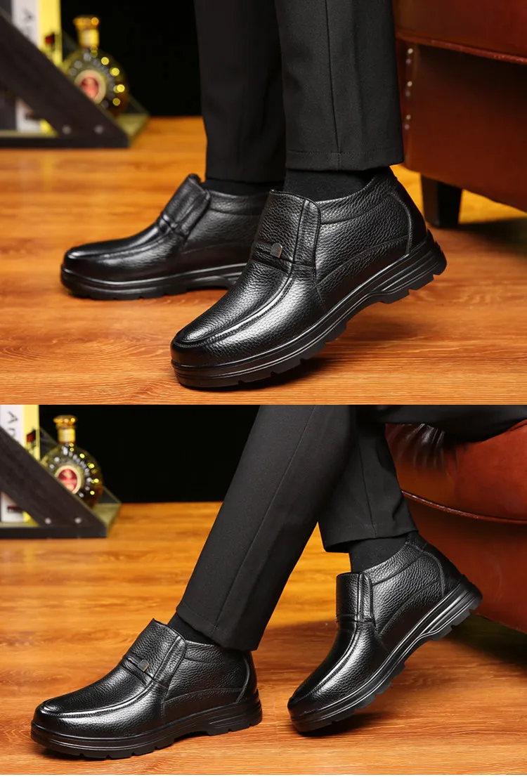 Г. Зимние мужские кожаные ботинки высокого качества толстые шерстяные мужские очень теплые зимние ботинки мужские оксфорды Нескользящая хлопковая обувь