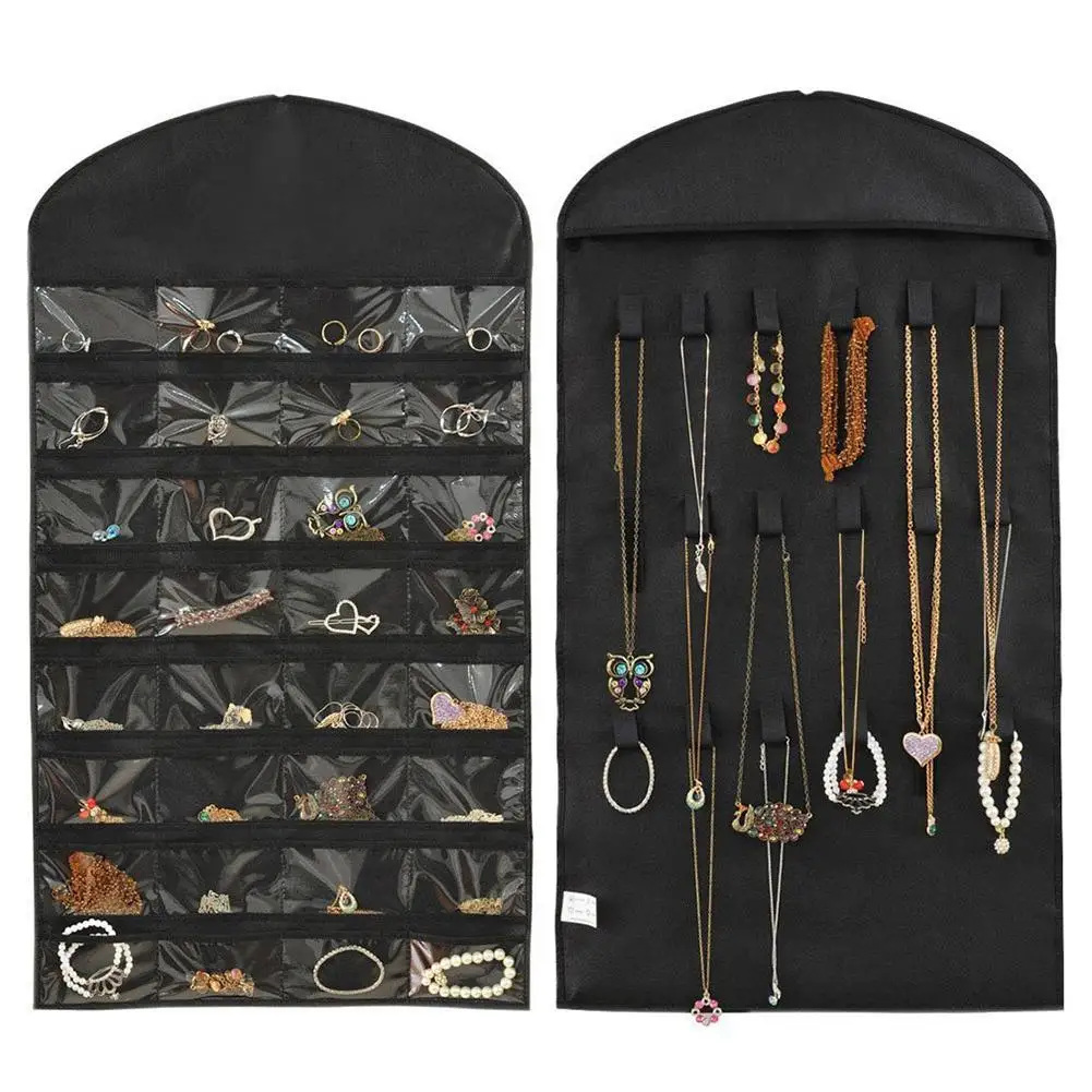 32 tasche gioielli da appendere Organizer Storage Holder Display Borsa Sacchetto a doppio lato 