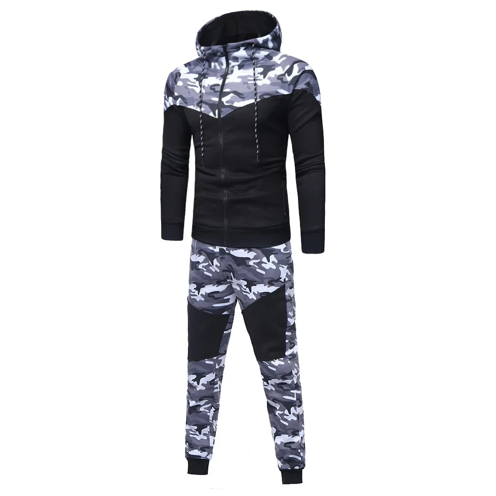 Men's 2 pieces Suit 2020 new Autumn Winter Camouflage Sweatshirt Top Pants Sets Sports Suit Tracksuit for hiking running#G2 Men's 2 pieces Suit 2020 new Autumn Winter Camouflage Sweatshirt Top Pants Sets Sports Suit Tracksuit for hiking running#G2