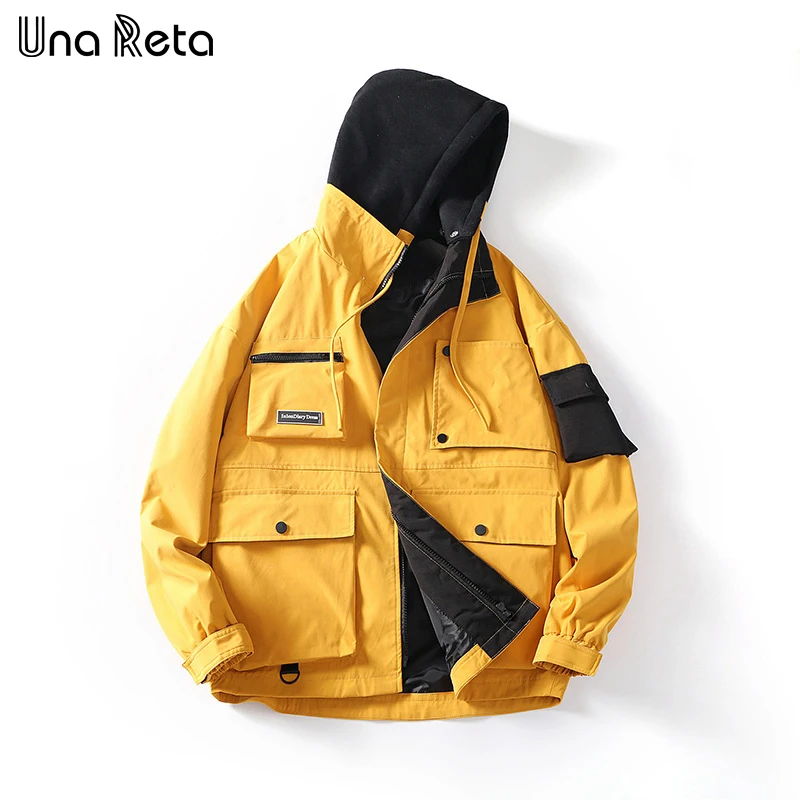 

Una Reta Man Hoodie jackets New Hat detachable design Coat Jacket Men Streetwear Clothest casual Multi-pocket Hip hop Jacket men