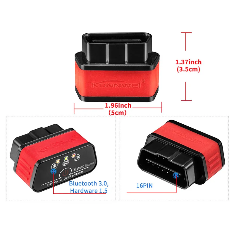 ELM327 автомобильный диагностический сканер KW902 Bluetooth 3,0 OBDII для компьютерных планшетов, смартфонов, считывателей кодов, сканирующие инструменты, АБС-пластик