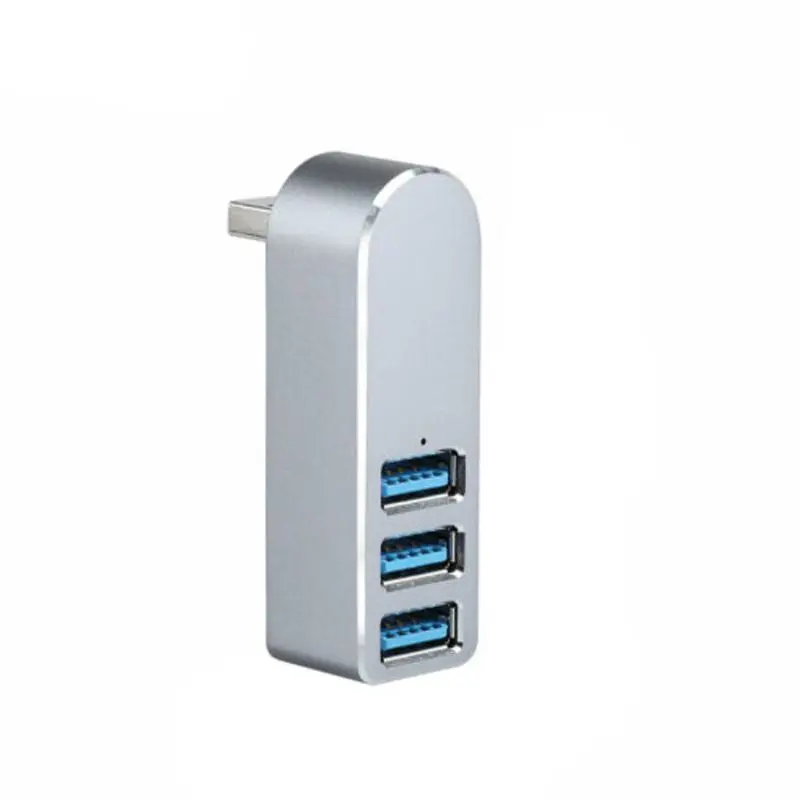 Серебристый Алюминиевый сплав мини 3 порта USB 3,0 концентратор поворотный USB разветвитель адаптер для ПК ноутбука X6HA - Цвет: Серебристый
