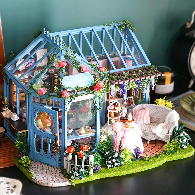 CUTEBEE DIY деревянный кукольный домик кукольные домики Миниатюрный Кукольный дом мебель набор Каса Музыка Led игрушки для детей подарок на день рождения A68C