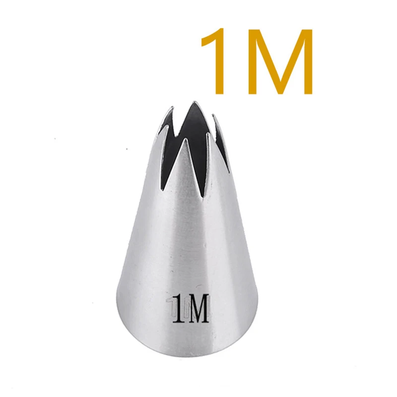 #1M Piping Nozzle Decor Tip Cream Flower Rose Icing Nozzles Tips Fondant Baking Tool Cake Cupcake Decor Stainless Steel 1m russian cake cream icing piping nozzles stainless steel 6 tooth flower mouth cookie pastry tips baking decorating tools