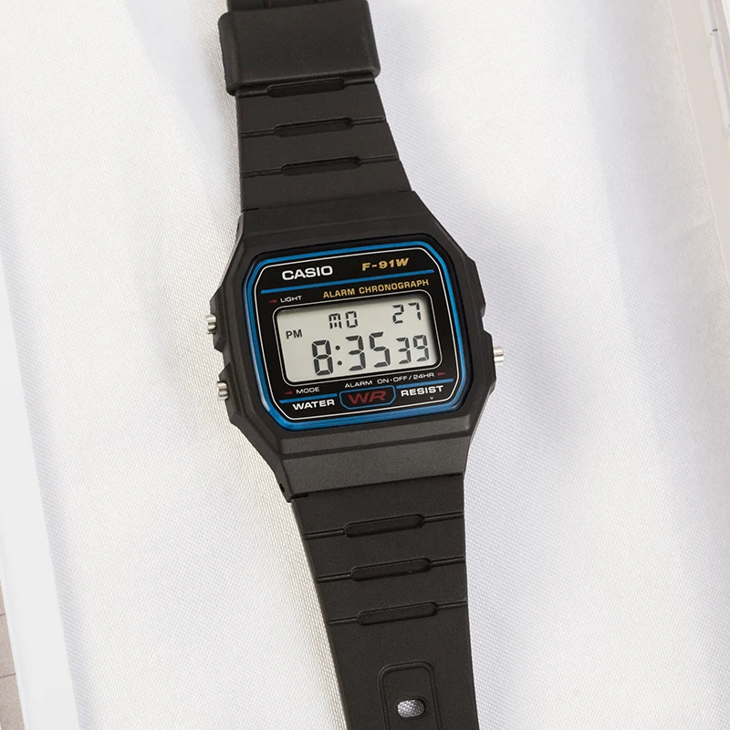 Casio Часы модные квадратные электронные часы F-91W-1
