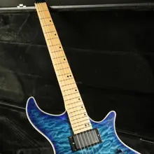 Синяя полуакустическая Дека электрогитара без головки грифа покрытая кленом гриф гитары активные пикапы Топ переплет 24 Лады для гитары