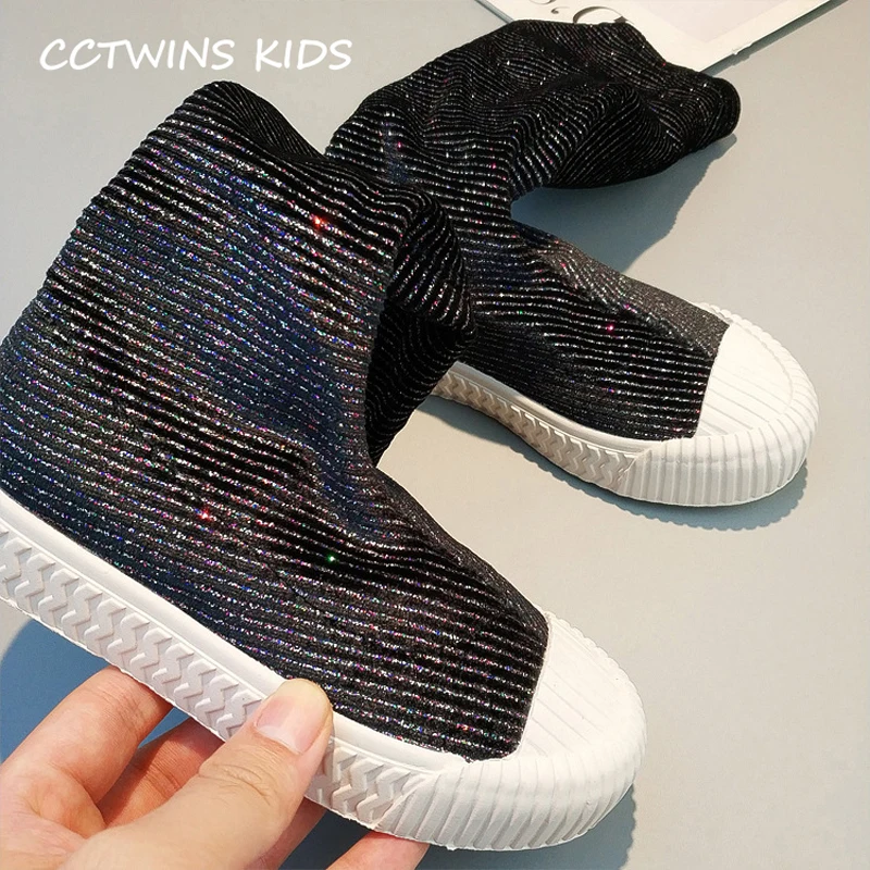 CCTWINS/детская обувь; коллекция года; сезон осень; модные высокие слипоны для девочек; черные блестящие ботинки для мальчиков; детская повседневная обувь; HB001