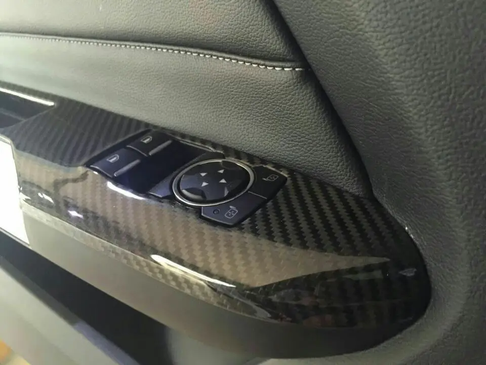 Для Ford Mustang- левый руль версия углеродное волокно черный глянец Окно лифт переключатель панель Крышка