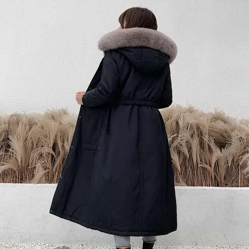 Free Shipping Winter Jacket Women Real Fur Coat Fox Hood Edge Linner X-Long Parka outerwear Detachable | Женская одежда
