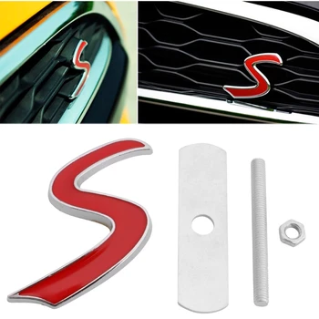

3D Metal S Front Grille Emblem Sticker for Mini Cooper R50 R52 R53 R56 R57 R58 R60 JCW Grill Badge Decals Exterior Accessories