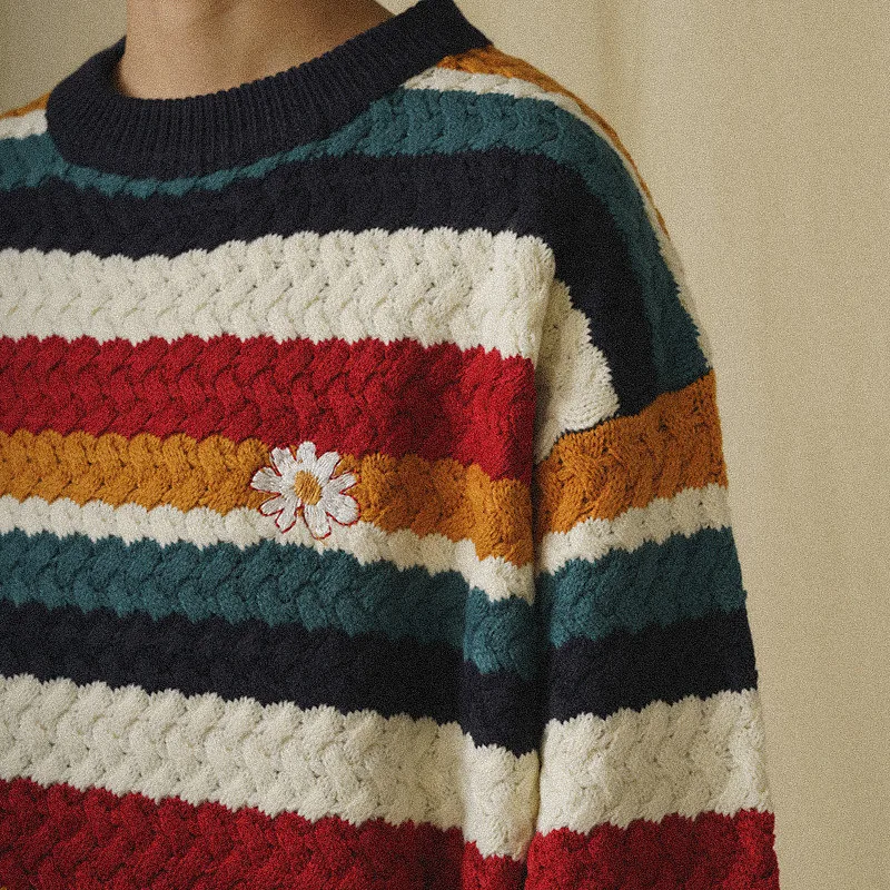 Knitted Sweater Men Pullovers Retro 