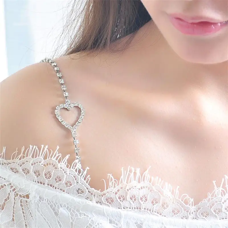 Dual Chain Decorative Bra Straps Bling Crystal Rhinestone Adjustable